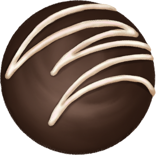 Chocolate truffle with white line